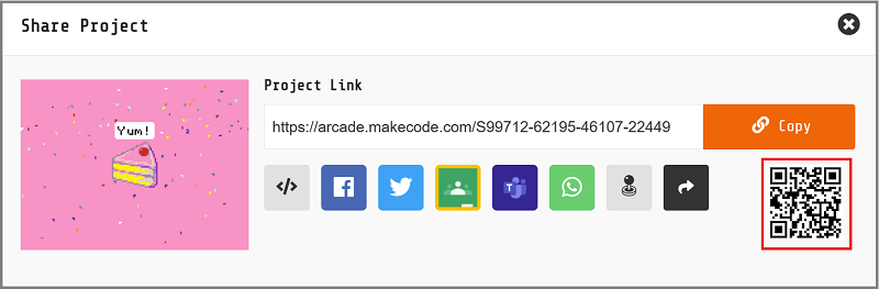 Share project with QR code